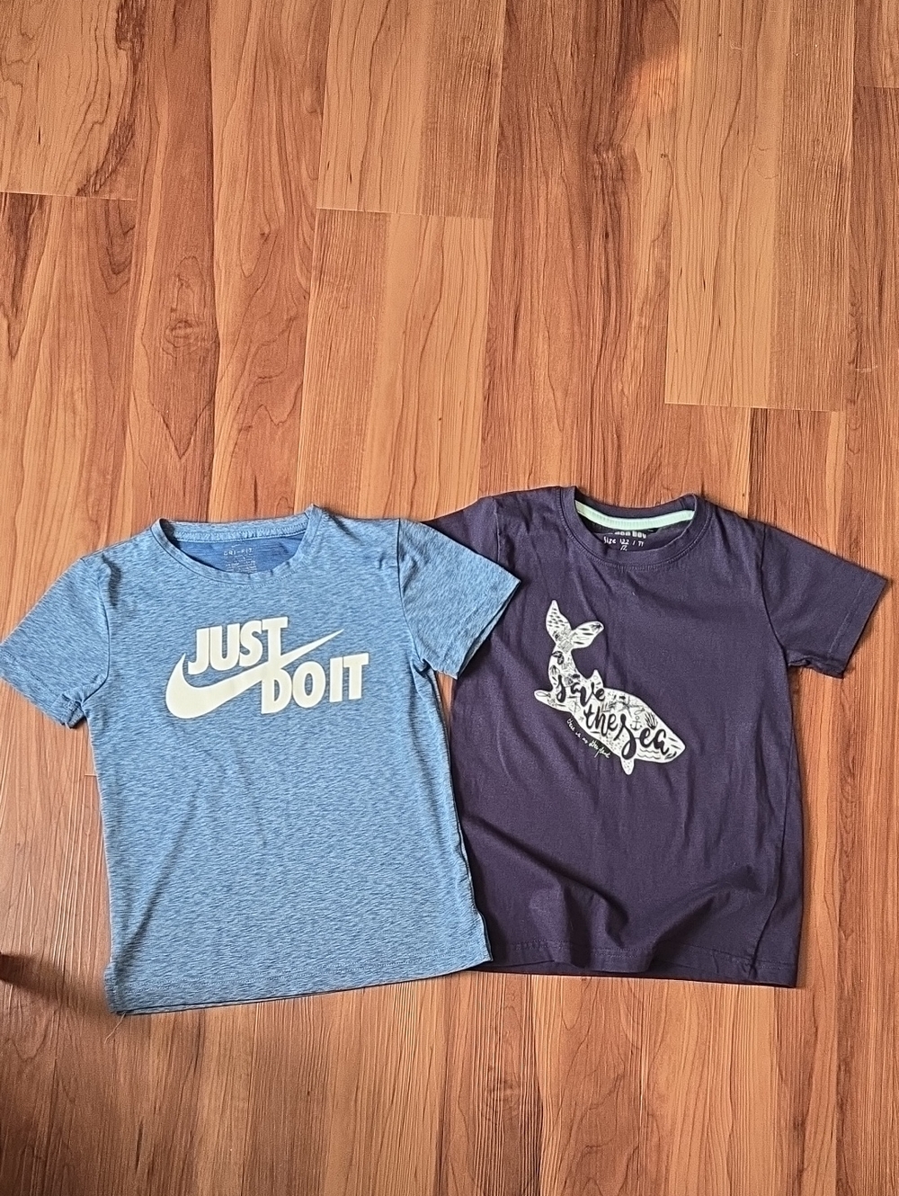 Nike & Bon Bon Boy set of 2 short sleeve blue t-shirts Kids 7 VGUC